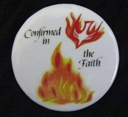 Confirmation Dove Fire Button Pin