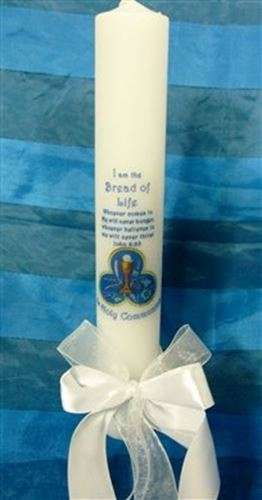 I am the Bread of Life - blue - 1st Holy Communion Large candle