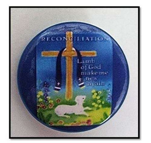 Reconciliation blue button pin