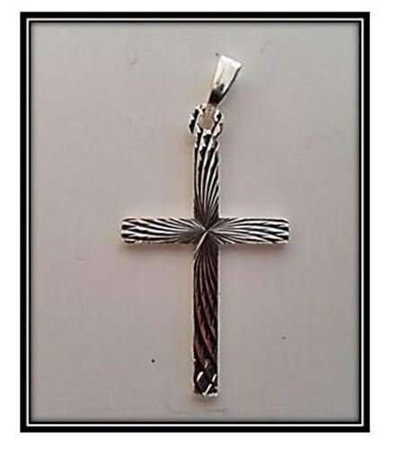 Sterling Silver 3.5cm Embossed Engraved Cross