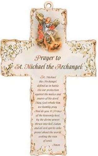 15cm St Michael the Archangel Prayer Wooden Cross
