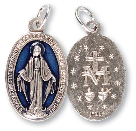 2.5cm Miraculous Medal with blue Inlay