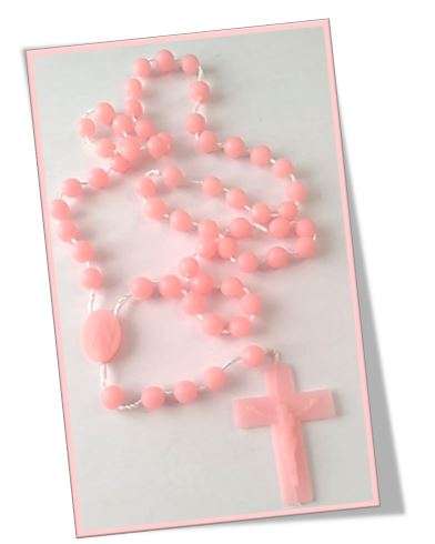 Pink 8mm Plastic Rosary