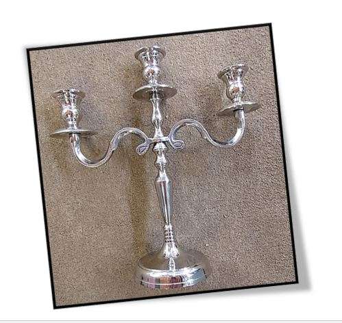 3 arm silver Altar Candle holder