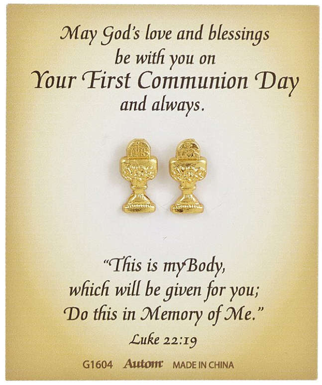 Eternal Salvation First Communion Chalice Earrings