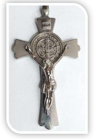 77mm St Benedict Crucifix in Silver - Patron of Students, Against Evil and Witchcraft