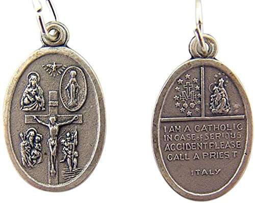5 way oval medal with crucifix - 2cm