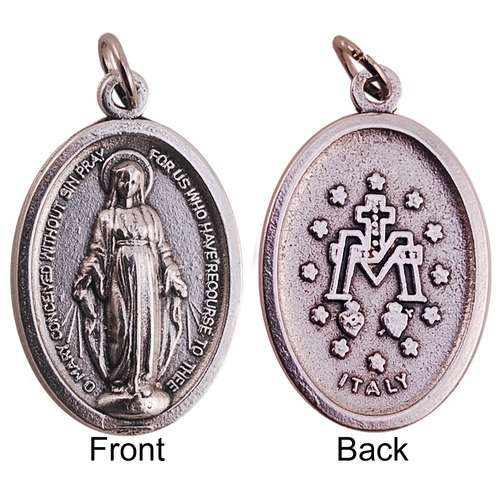 33mm Large Miraculous Medal in silver - Italy import
