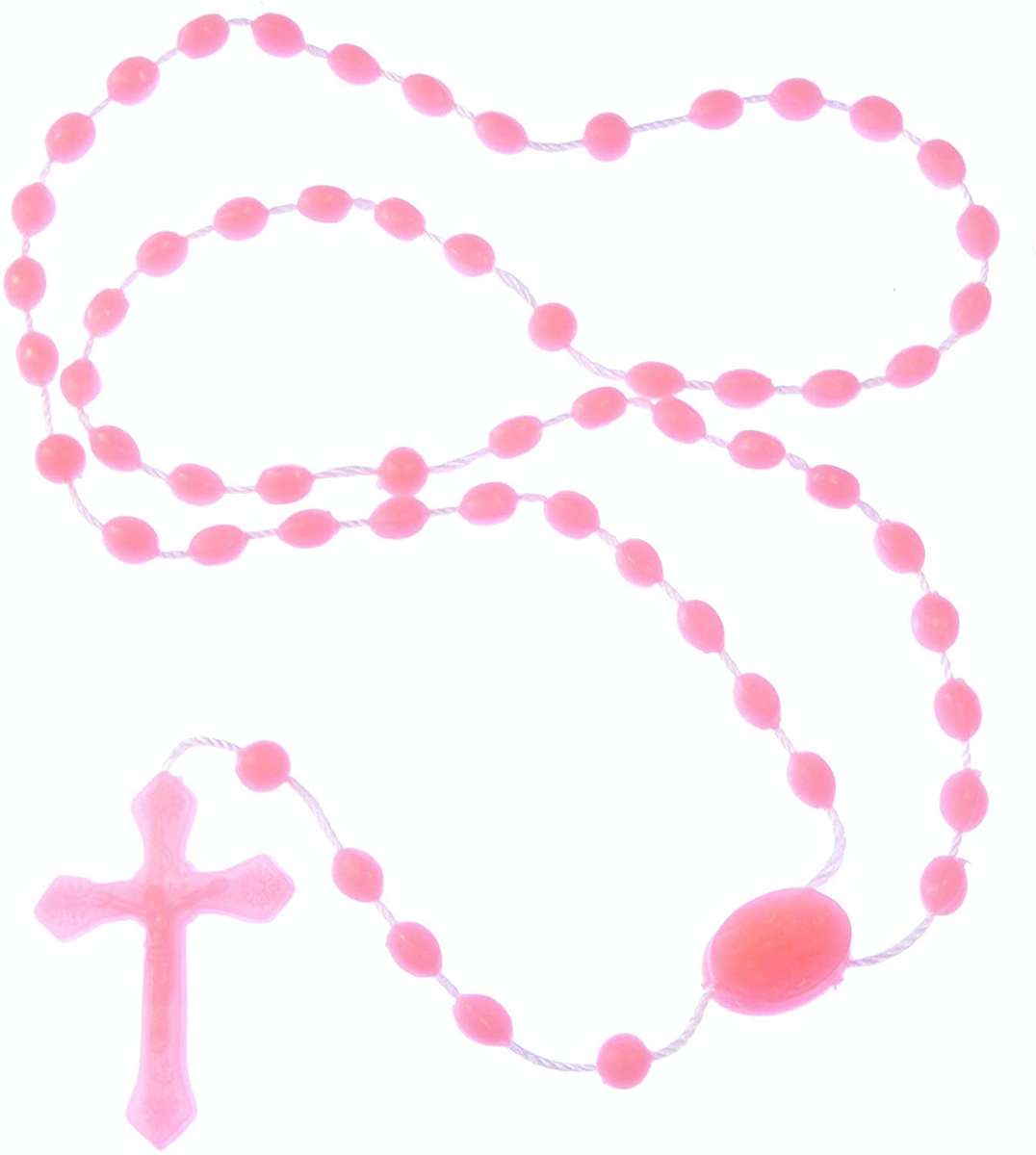 Pink Plastic Cord Rosary