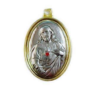 4.5cm Sacred Heart Pendant/Medal - Two Tone