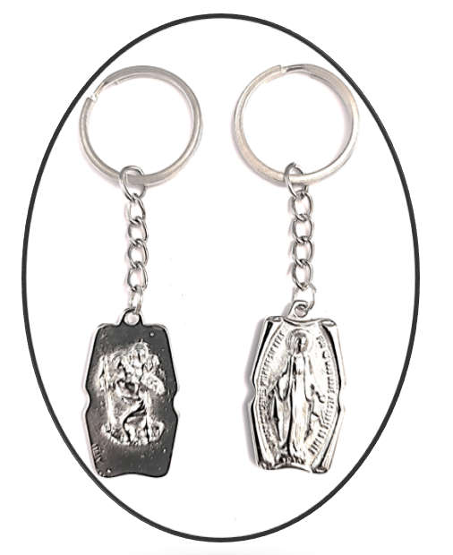 Miraculous Medal / St Christopher Key ring