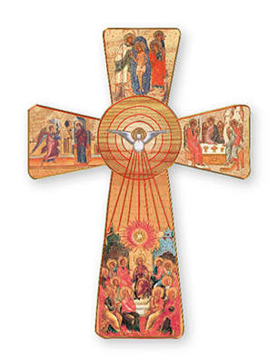 Holy Spirit Wooden Laminated Cross - 14cm - Italy
