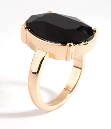Pectoral Ring - Black Oval Stone