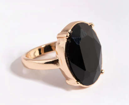 Pectoral Ring - Black Oval Stone