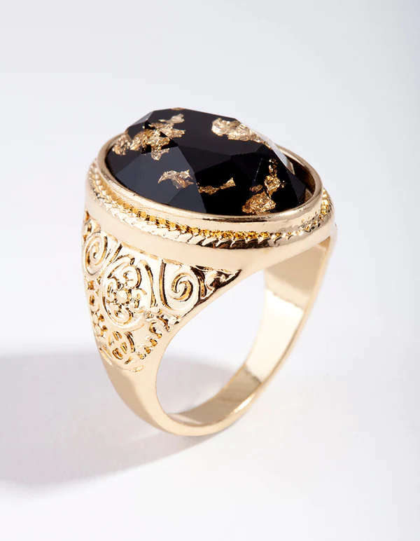 Pectoral Ring - Gold Leaf embedded into Stone