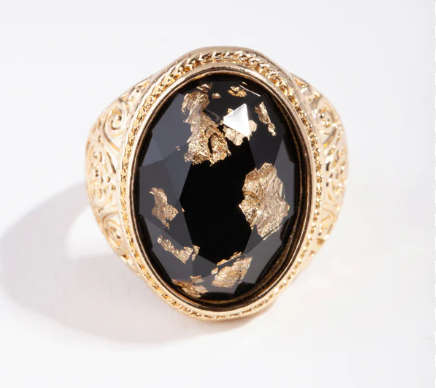 Pectoral Ring - Gold Leaf embedded into Stone