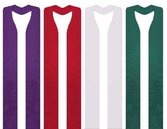 Two pointed Stole - Red with Dove & Fire Embroidery