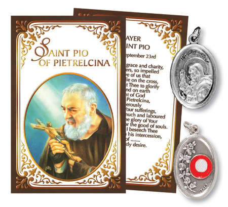 Relic Medal and Folder - St Pio of Pietrelcina