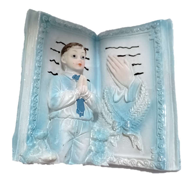9cm Praying Boy in Book Figure