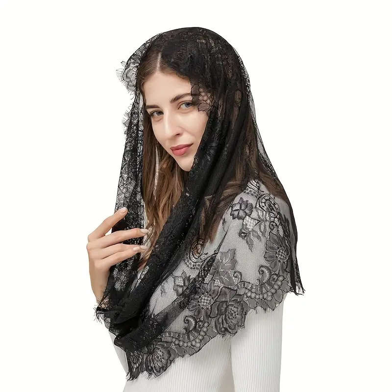 Traditional Vintage Infinity Mantilla Veil - Black