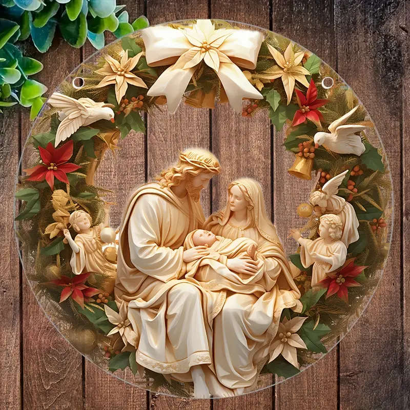 Nativity Hanging Ornament  - Acrylic 9.5cm diameter