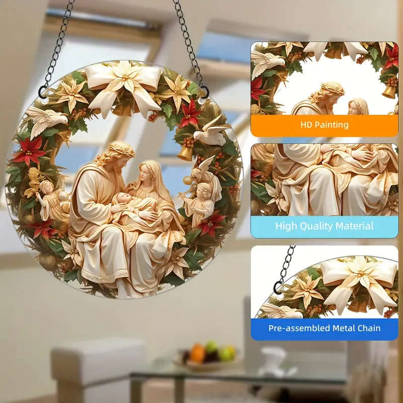 Nativity Hanging Ornament  - Acrylic 9.5cm diameter