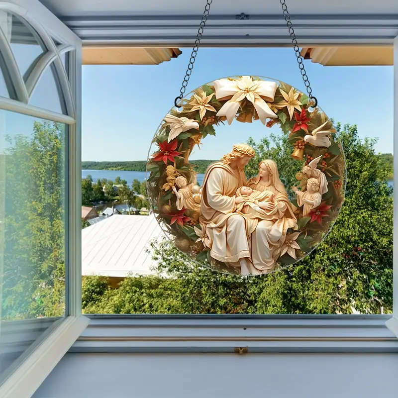 Nativity Hanging Ornament  - Acrylic 9.5cm diameter