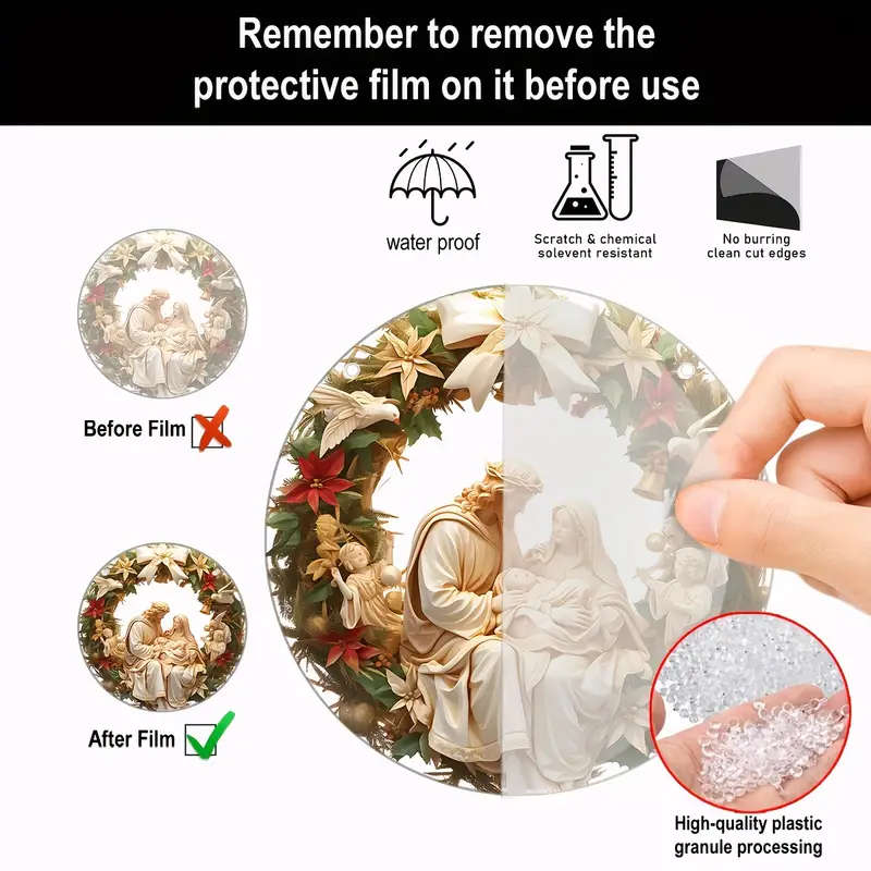 Nativity Hanging Ornament  - Acrylic 9.5cm diameter