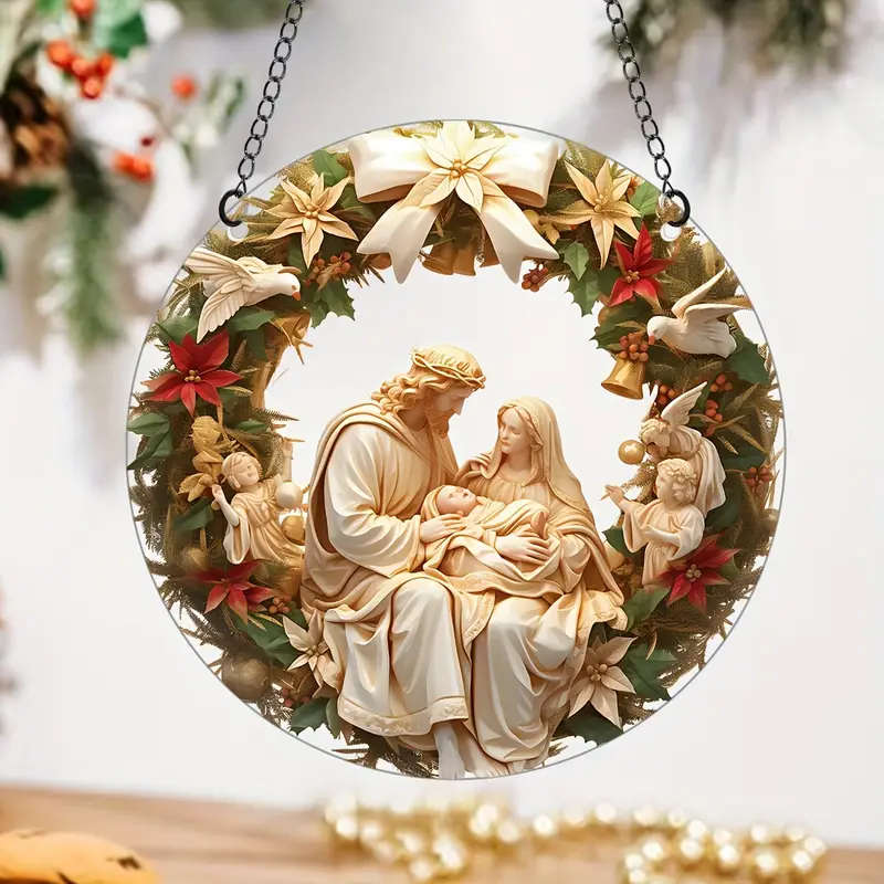 Nativity Hanging Ornament  - Acrylic 9.5cm diameter