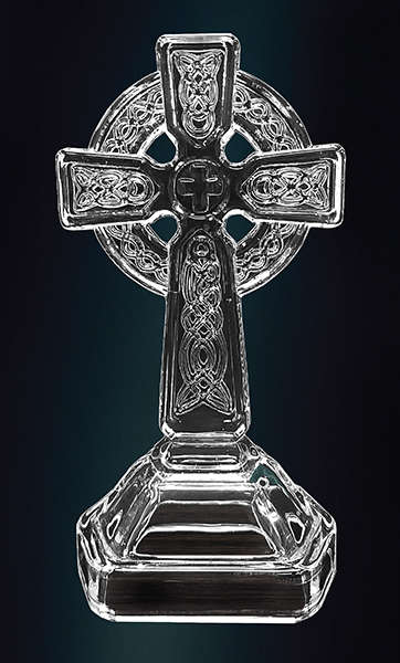 Glass Standing Celtic Cross 18cm