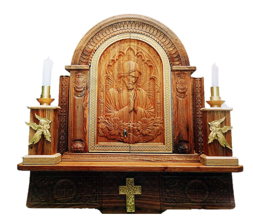 1 meter Wall Mount Solid Kiaat Tabernacle with double Doors - Made on Order