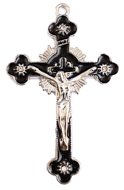 Diamante' Enamel Inlay Crucifix - 5cm / Various Colours