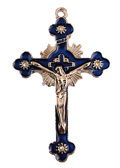 Diamante' Enamel Inlay Crucifix - 5cm / Various Colours