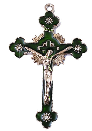 Diamante' Enamel Inlay Crucifix - 5cm / Various Colours
