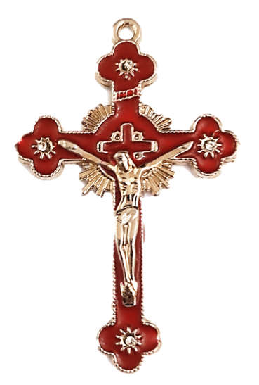 Diamante' Enamel Inlay Crucifix - 5cm / Various Colours