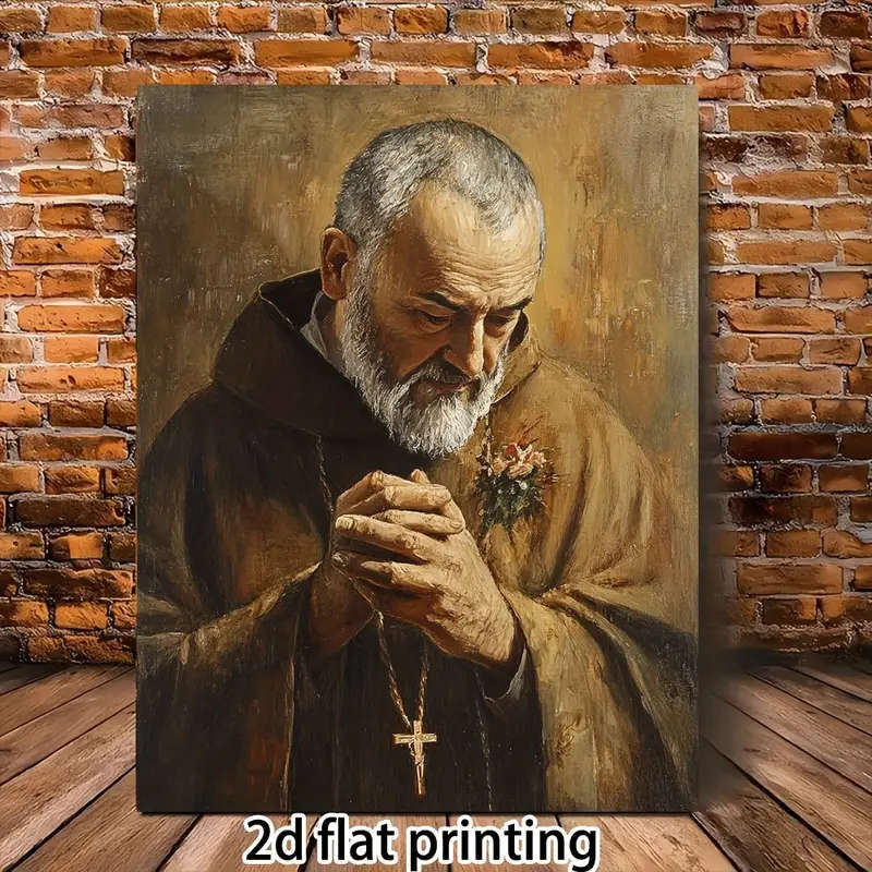 St Pio Canvas Block Mounted - 38cm x 18cm