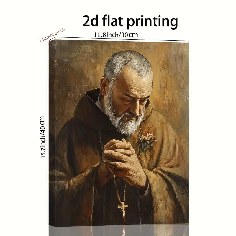 St Pio Canvas Block Mounted - 38cm x 18cm