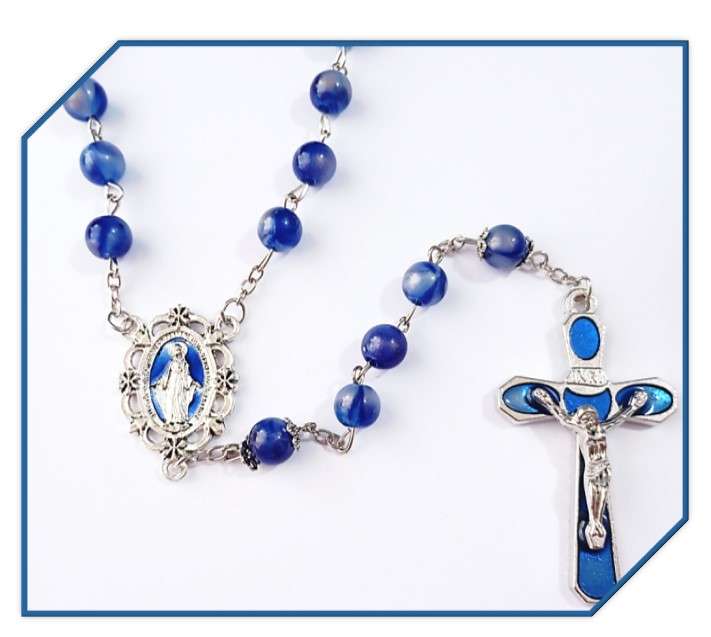 Blue Swirl Miraculous Medal Rosay