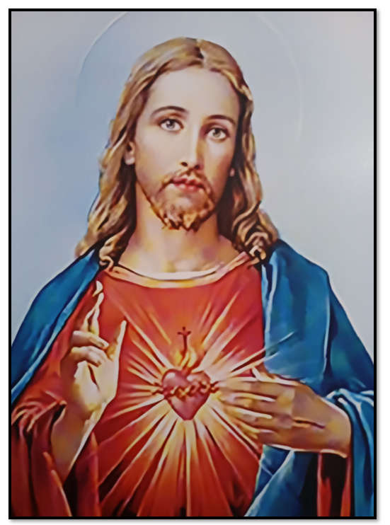 Sacred Heart  - A3 Poster - Blue Background