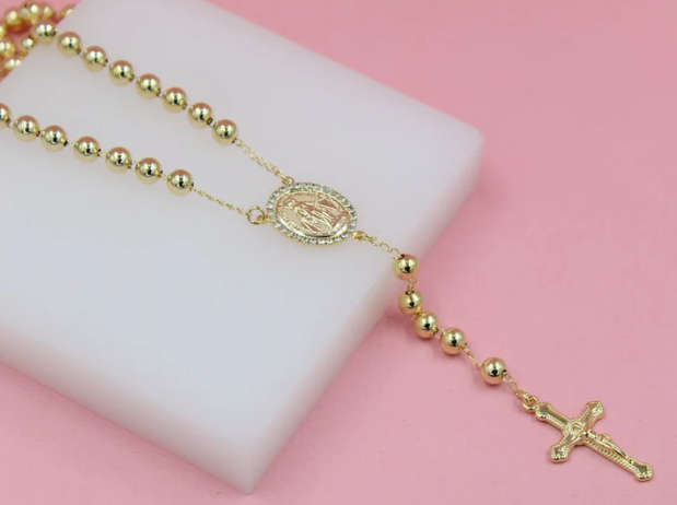 18kt Gold Filled Rosary with Miraculous Medal Centre