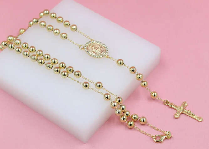 18kt Gold Filled Rosary with Miraculous Medal Centre