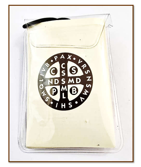 5cm St Benedict Crucifix with Brown Enamel Inlay - Cord 48cm