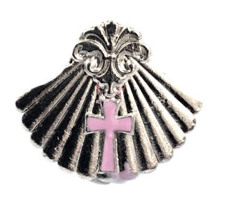 Baptism Shell Pin with Pink Enamel Inlay