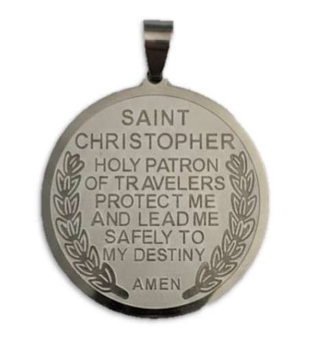Stainless Steel St Christopher Pendant with 54cm Figaro Chain