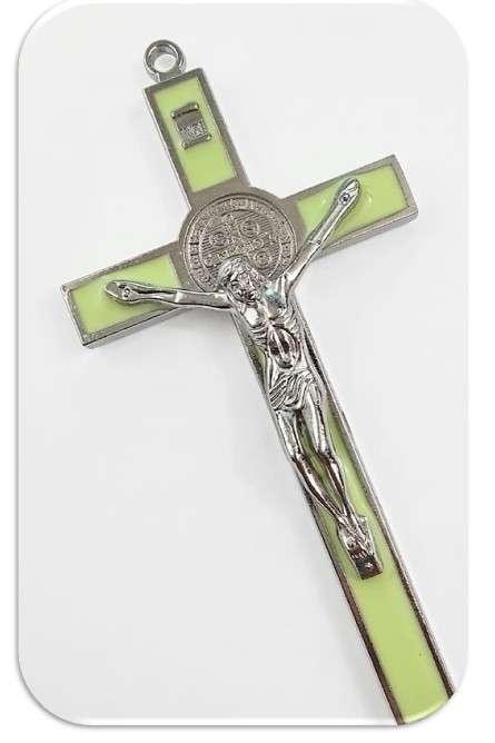 10.5cm St Benedict Crucifix - Glow in the Dark Inlay