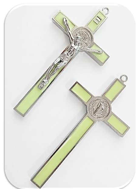 10.5cm St Benedict Crucifix - Glow in the Dark Inlay
