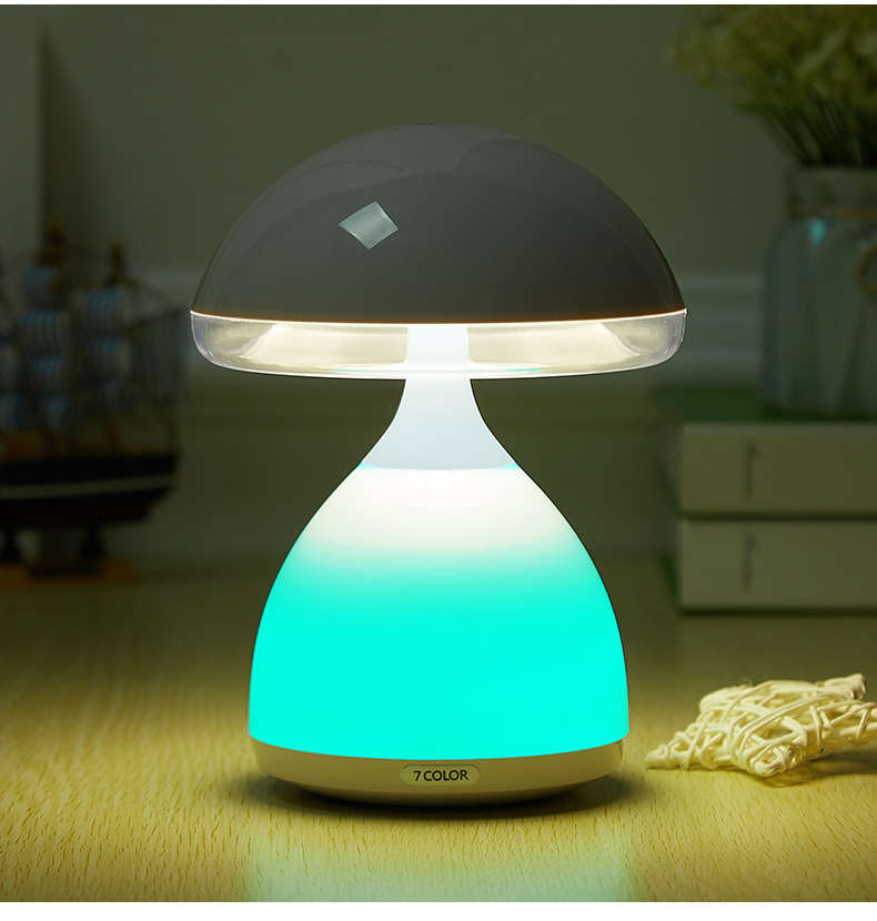Rechargeable 7 Color Dimming Table LED Mushroom Lamp Touch Switch