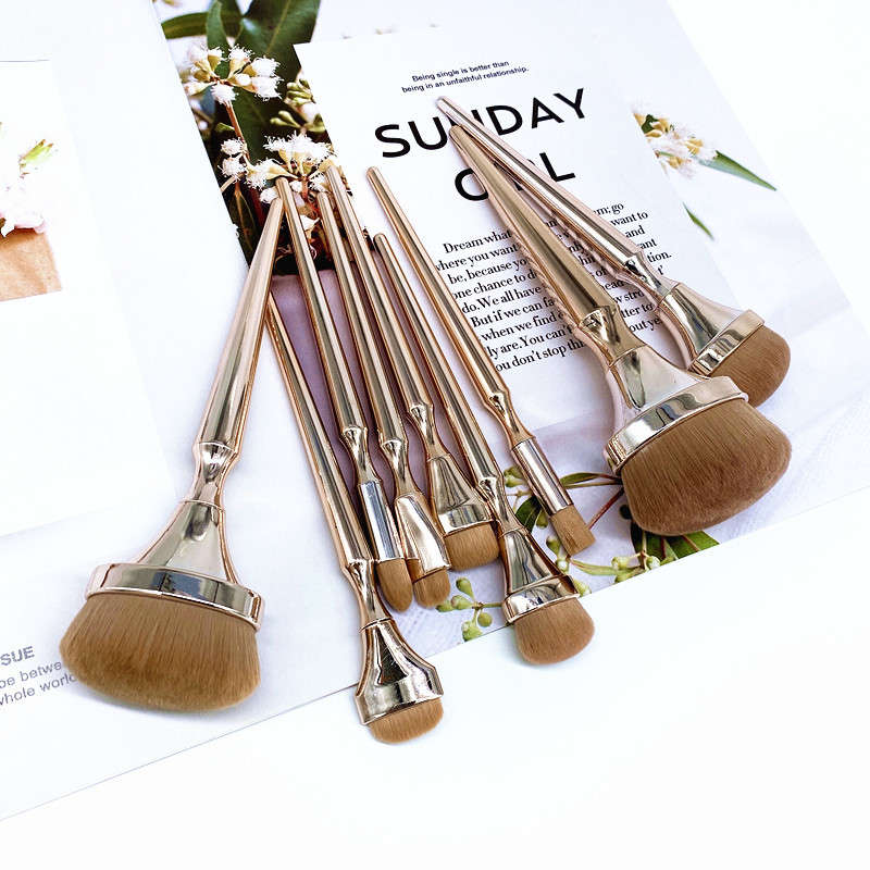 Make-up Brush Set Gold Electroplating (9 Pc)