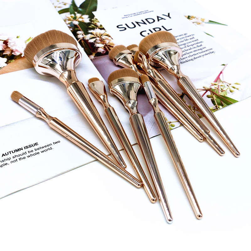 Make-up Brush Set Gold Electroplating (9 Pc)