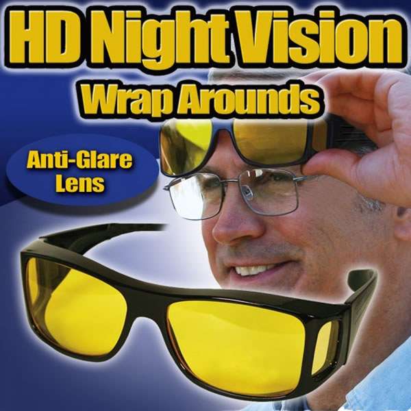 HD Vision Wrap Around 2 x Glasses [ Set of Brown & Black ] [ Antiglare / Night Vision ] Fits Over